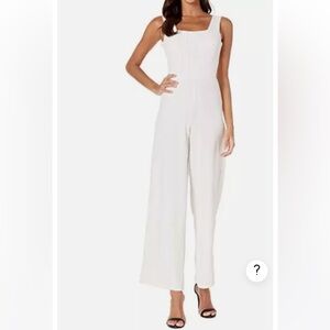 Bebe Square neck Plunging Ruffle Back Jumpsuit